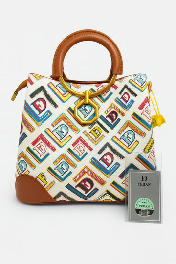 Fedan Signature Multicolor Print Handbag