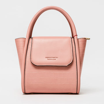 Elegant Croc-Textured Mini Tote Bag – Structured Handbag with Top Handle