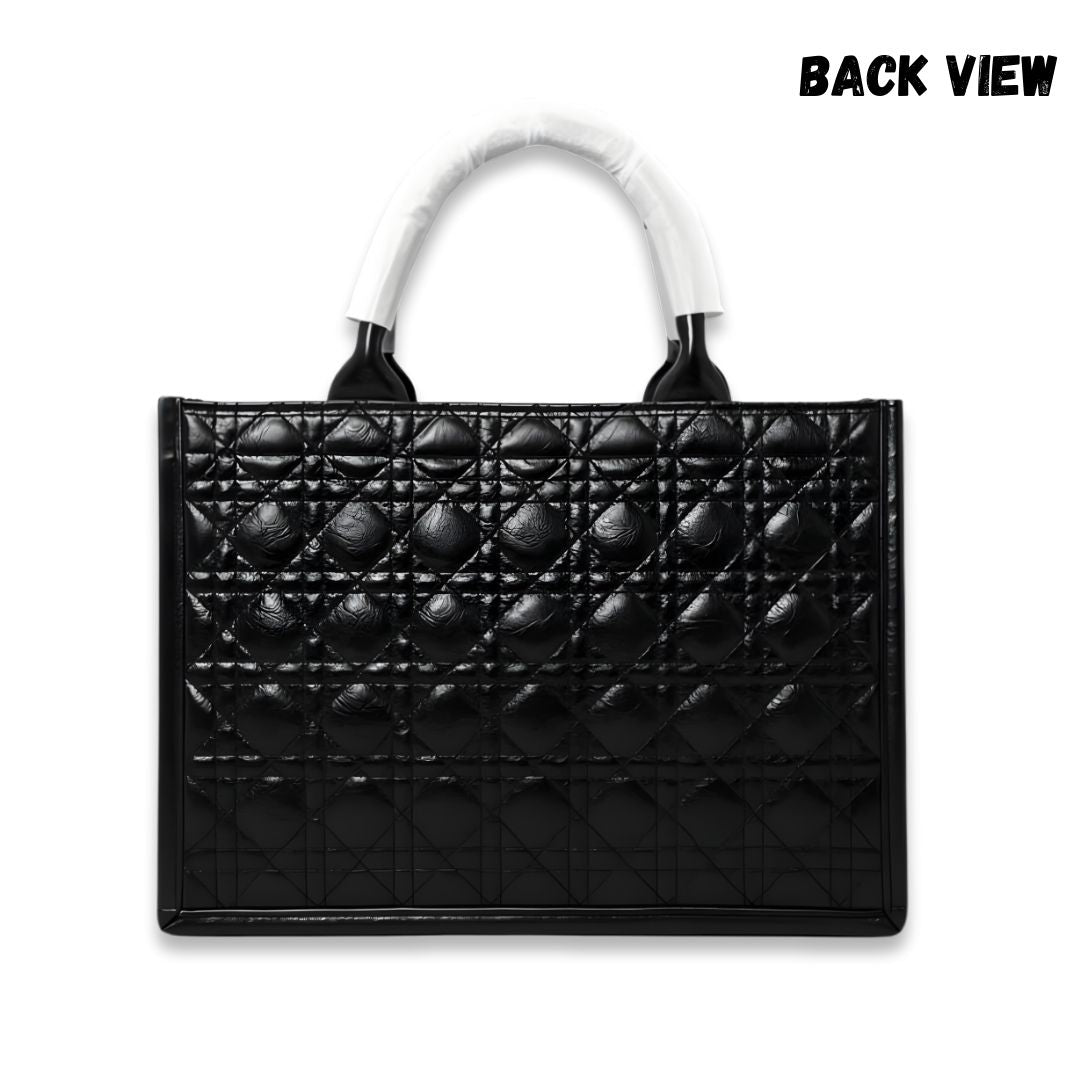 Premium Quilted Handbag – Tote Style Glossy Black Bag