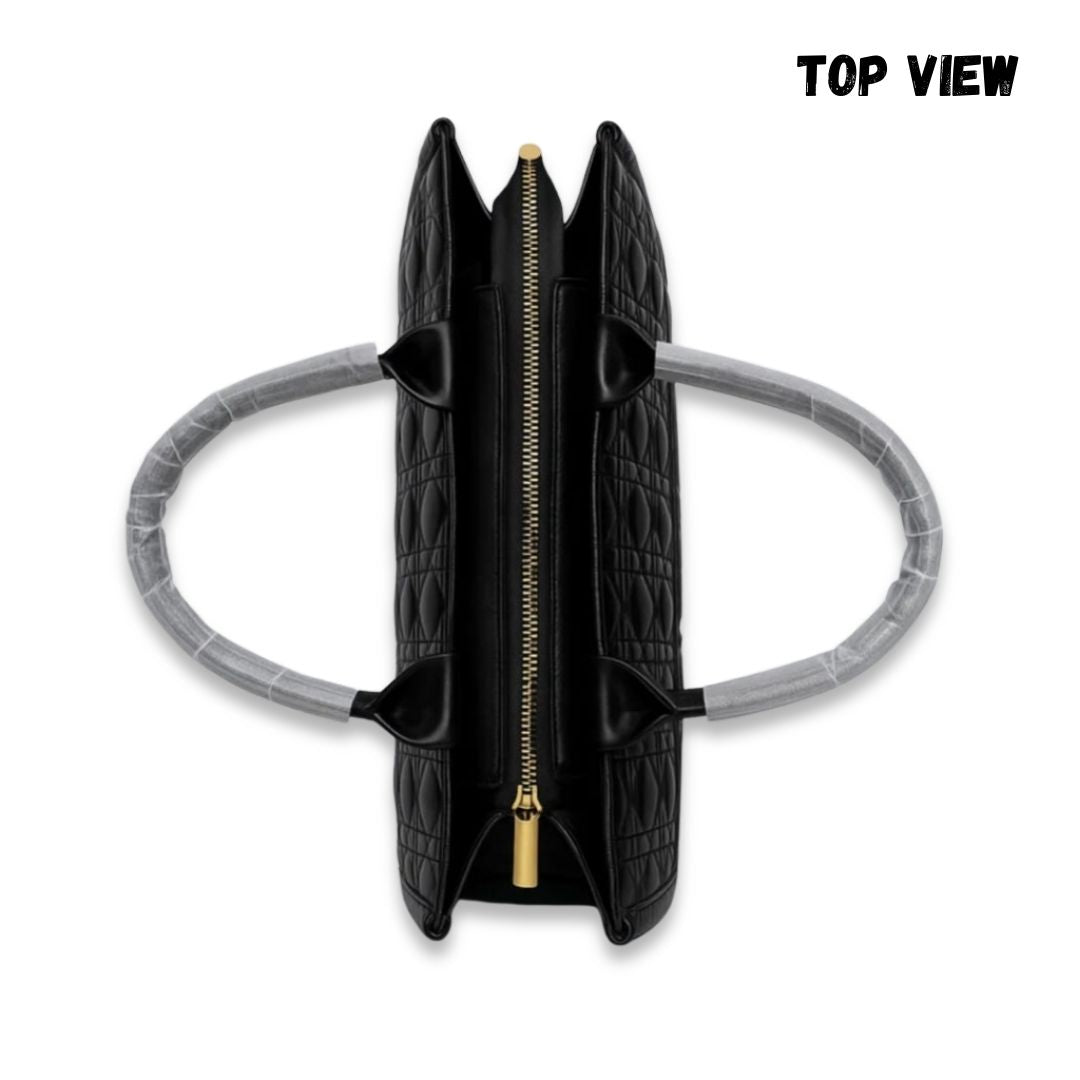 Premium Quilted Handbag – Tote Style Glossy Black Bag