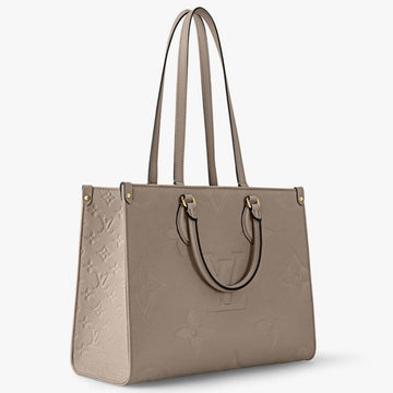 Louis Vuitton OnTheGo MM Embossed Monogram Leather Tote – Taupe