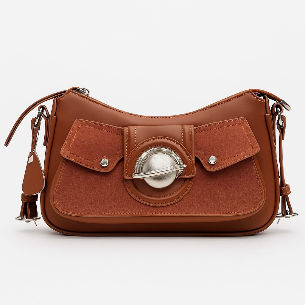 Tabby Curved CrossBody Bag with Metal Turn-Lock