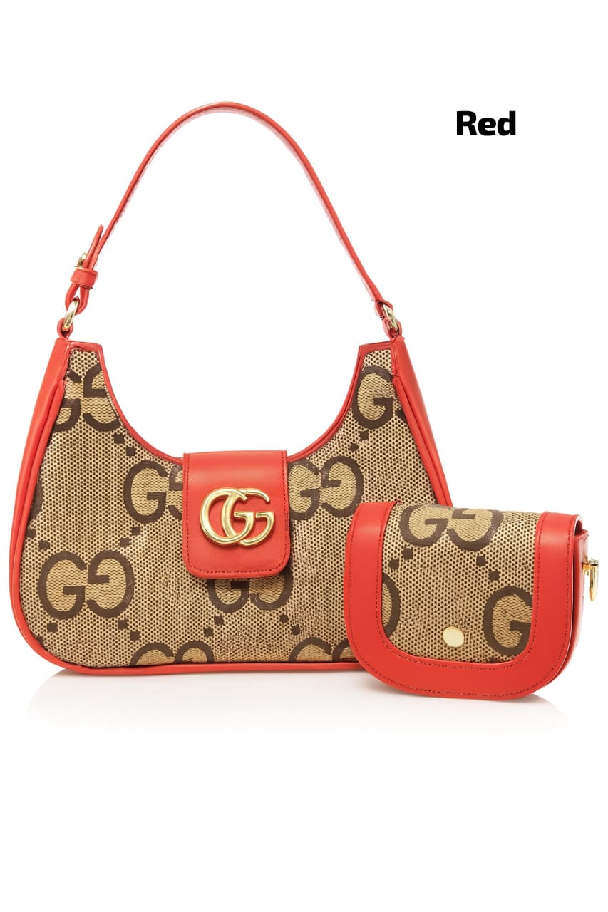 &nbsp;GG Monogram Shoulder Bag with Detachable Chain &amp; Mini Pouch – Luxury Leather Design