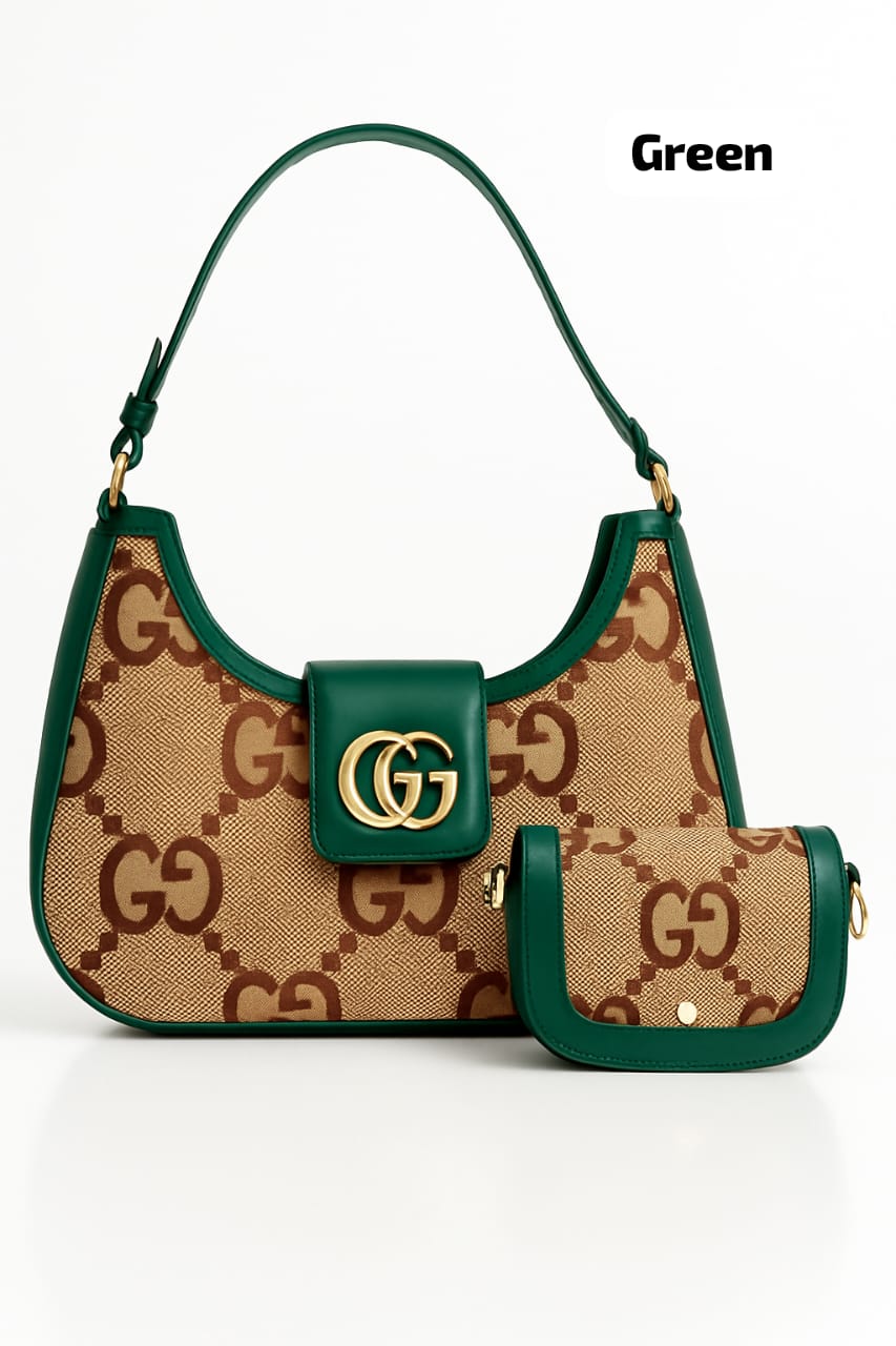 &nbsp;GG Monogram Shoulder Bag with Detachable Chain &amp; Mini Pouch – Luxury Leather Design