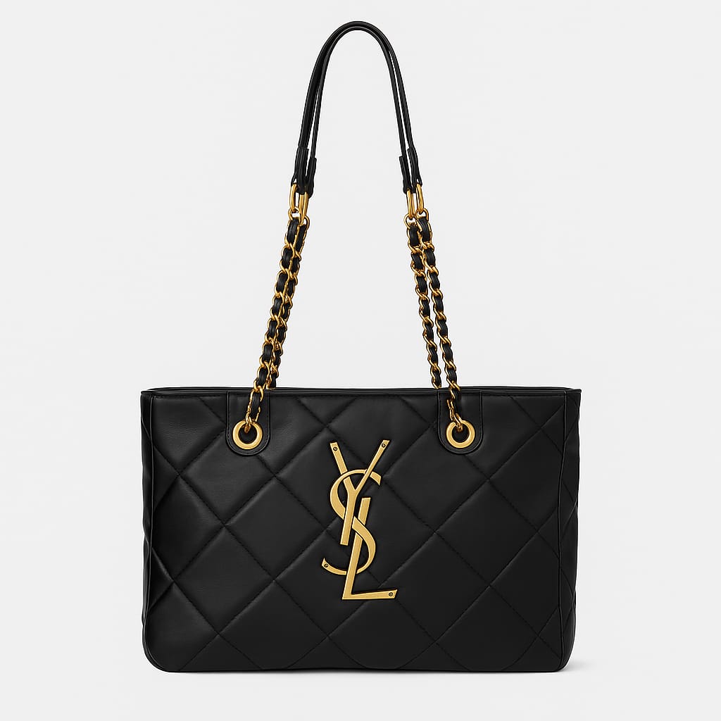 Luxury Quilted Chain Shoulder Bag with Dual Compartments – Elegant Gold Detailing