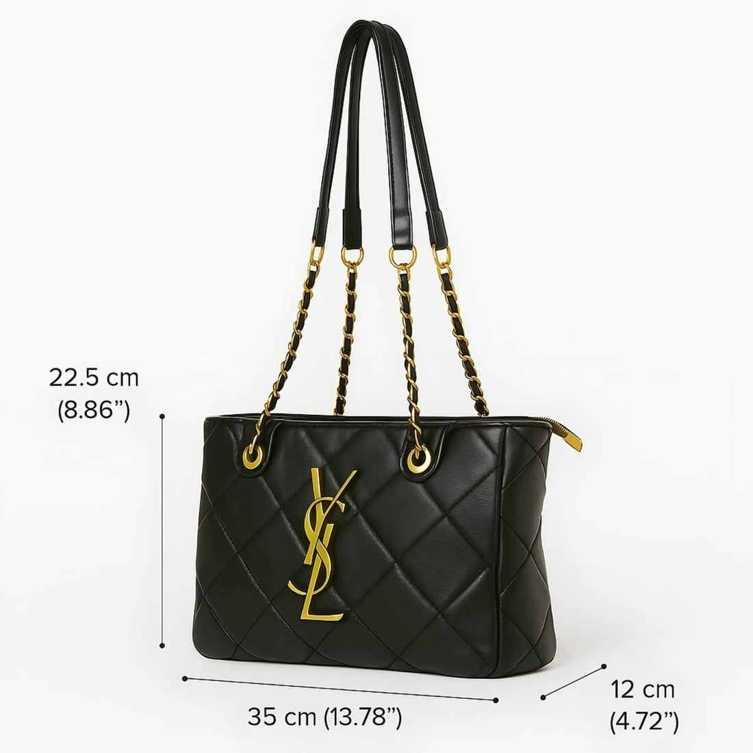 Luxury Quilted Chain Shoulder Bag with Dual Compartments – Elegant Gold Detailing